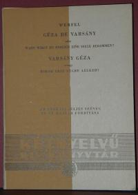 Franz Werfel: Géza de Varsány oder wann wirst du endlich eine seele bekommen? - Varsány Géza avagy mikor lesz végre lelked?