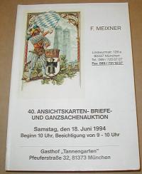 Auktionhaus, Meixner: ANSICHTKARTEN-BRIEFE-UND GANZSACHENAUKTIONEN 1994/40