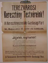 Terévárosi Keresztény Testvéreink!. 1919. Kerestényszociális Gazdasági Párt