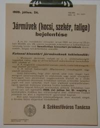Járművek (kocsi, szekér, taliga bejelentése)