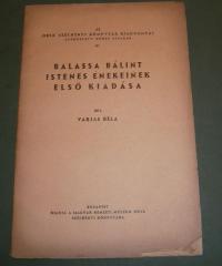 Varjas Béla: Balassa Bálint Istenes Énekeinek első kiadása