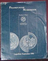 Norbert Thun: Frankfurter Numismatik Largerliste September 1986