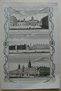 Thorton William: Viewb of Gray's Inn near Holbourn. View of Lincoln's Inn near Chancery lane. View of Northumberland House Charring Cross