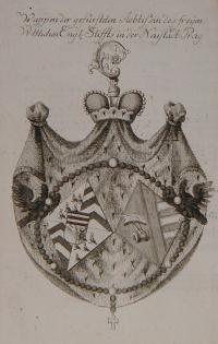 Wappen der gefűrsteten Aebtisin des freyen Weltlichen Engk Stiffts in der Neustadt Prag