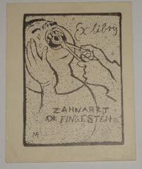 Michael Fingesten: Ex libris Zahnartz Dr. Fingesten. Klisé