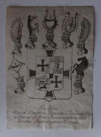 Ex libris Caroli, Comitis ac Dynastae a  Zinzendorf et Pottendorf, Archi - Commendatoris Balliviatus  Austriae ordinis Teutonici
