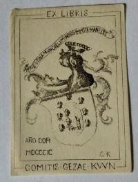 Ex libris Comitis Gezae Kuun (Kuun Géza)