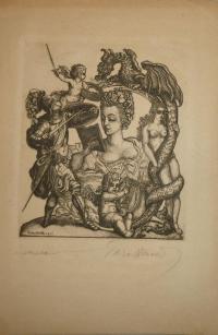 Gara Arnold: Ex libris Szeben Erzsi , felirat nélkül