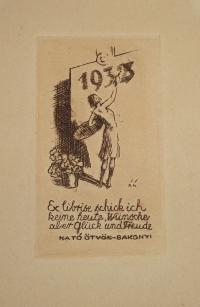 RÉVÉSZ Kornél: Ex libris Ex librise schick ich keine heute, Wünsche aber Glück und Freude Kató Ötvös-Bakonyi