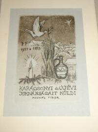 Moskál, Tibor (1930 - 2014): Karácsonyi és Újévi Jókívánságait Küldi Moskál Tibor.1977